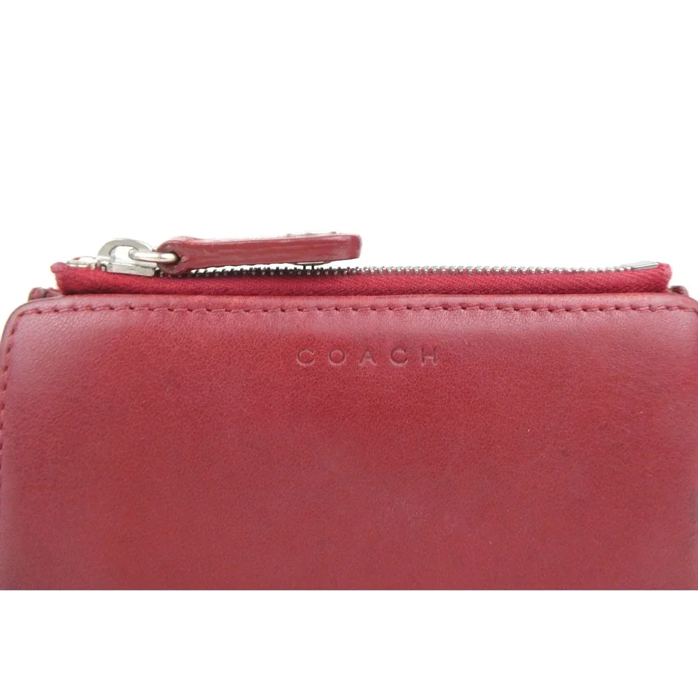Coach Red Leather Small Bifold Wallet